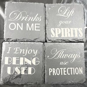 Personalized slate coasters $30 for set of 4 or $10 a piece